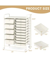 15-Drawer Utility Rolling Organizer Cart Multi-Use Storage