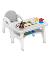 Kids Activity Table and Chair Set with Montessori Toys for Preschool Kindergarten Learning Fun