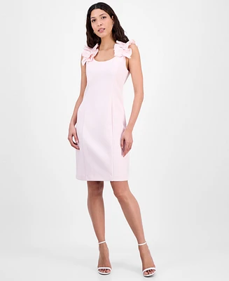 Donna Ricco Women's Ruffled-Strap Sheath Dress