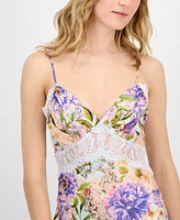 Astr the Label Women's Ivanna Floral Lace-Trim Sweetheart Maxi Dress