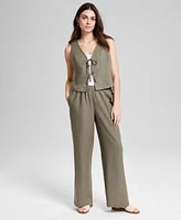 Now This Womens Front Tie Linen Vest Side Tie Linen Pants Exclusively At Macys