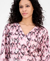 Boss Orange Women's Printed Long-Sleeve V-Neck Blouse