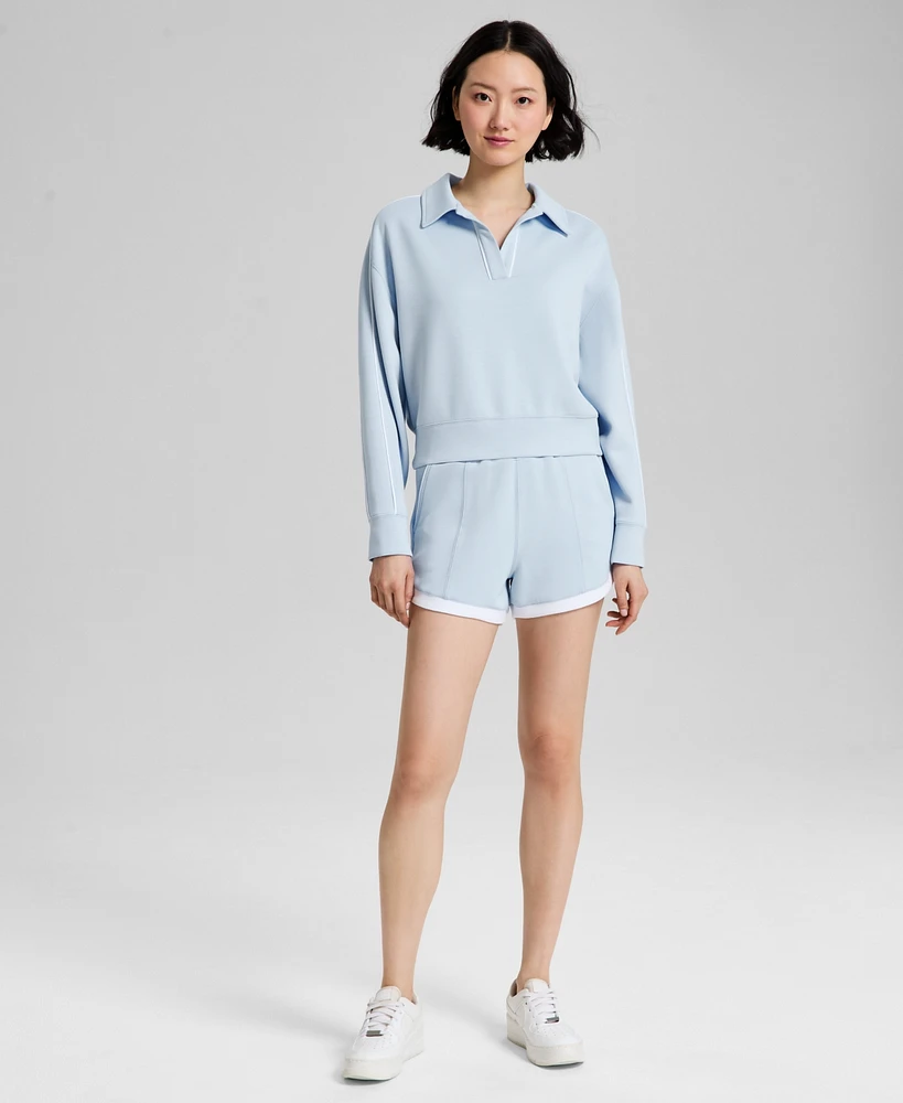 And Now This Women's Scuba Contrast-Hem Pull-On Shorts, Exclusively at Macy's