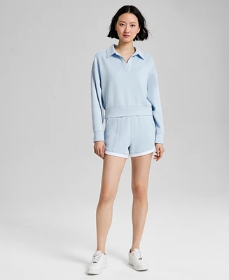 And Now This Women's Scuba Contrast-Hem Pull-On Shorts, Exclusively at Macy's