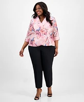 Alex Evenings Plus Printed 3/4-Sleeve Top