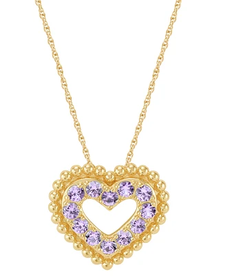 Macy's Amethyst (3/4 ct. t.w.) Heart Pendant Necklace 14k Gold Over Sterling Silver, 16" + 2" extender (Also Available Garnet)