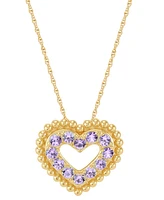 Macy's Amethyst (3/4 ct. t.w.) Heart Pendant Necklace 14k Gold Over Sterling Silver, 16" + 2" extender (Also Available Garnet)