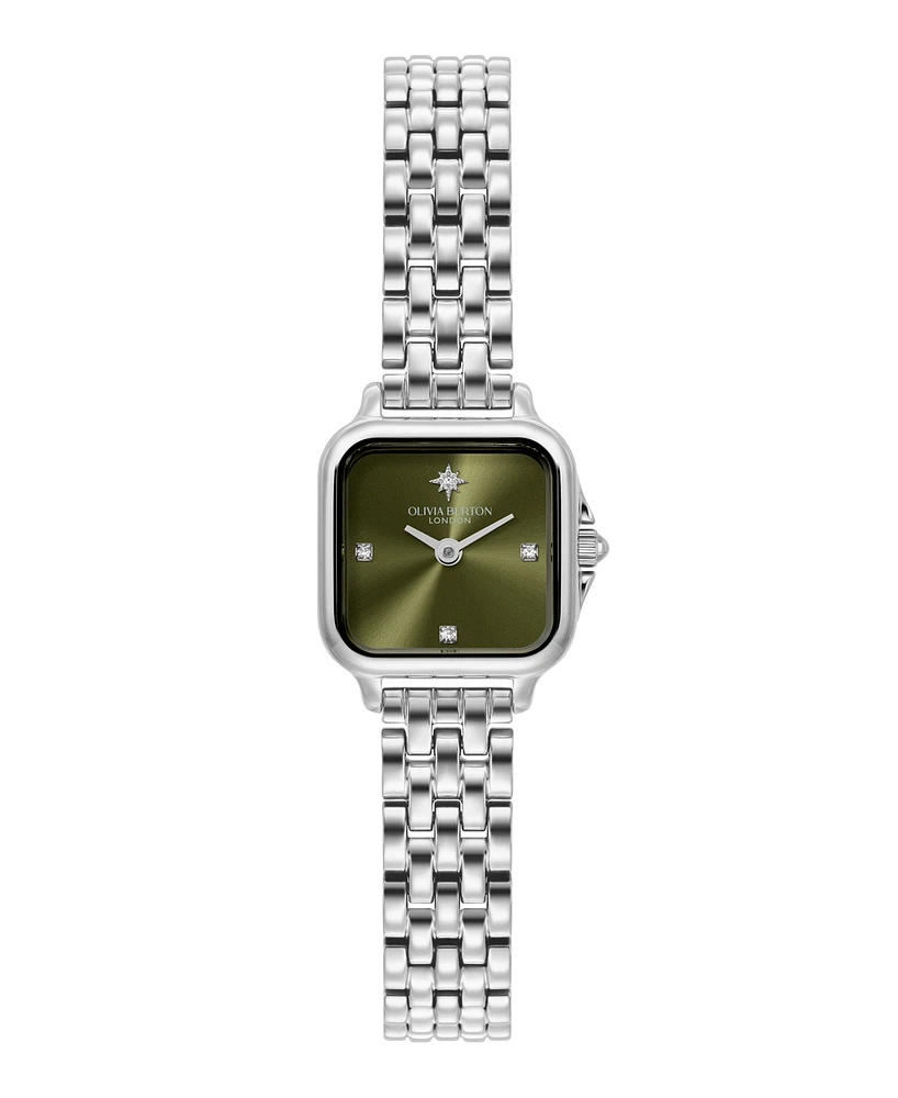 Olivia Burton Women's Grosvenor Mini Silver Tone Bracelet Watch, 20mm