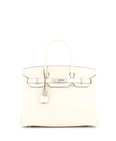 Pre-Owned HERMES Birkin 30 Handbag Light Epsom with Palladium Hardware