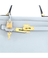 Pre-Owned HERMES Kelly 28 Handbag Blue Clemence with Gold Hardware