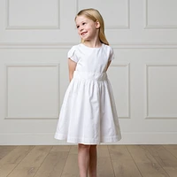 Hope & Henry Little Girls Heirloom Organic Tulip Sleeve Swiss Dot Party Dress