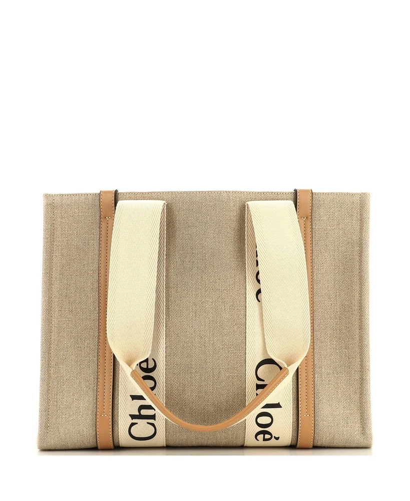 Pre-Owned Chloe Medium Woody Tote Canvas with Leather