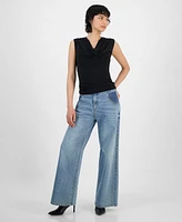 Bar Iii Women's Cap-Sleeve Cowlneck Top, Created for Macy's
