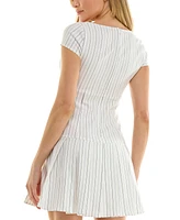 B Darlin Juniors' Striped Pleated Mini Dress