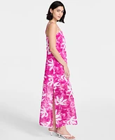 Bar Iii Women's Printed Sheer Overlay Maxi Dress, Exclusively at Macy's