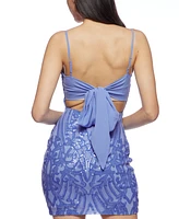 B Darlin Women's Sequined Chiffon-Tie Bodycon Dress
