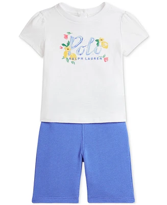 Polo Ralph Lauren Baby Floral Logo Tee & Pant Set