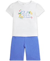 Polo Ralph Lauren Baby Girls Floral Logo Tee & Pant Set