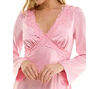 B Darlin Juniors' Satin Lace-Trim V-Neck Dress