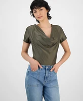 Bar Iii Women's Short-Sleeve Cowlneck Bodysuit, Created for Macy's