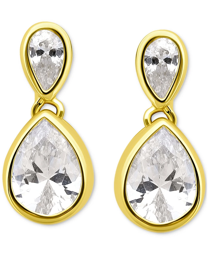 Giani Bernini Cubic Zirconia Mixed Cut Bezel Frame Drop Earrings, Exclusively at Macy's