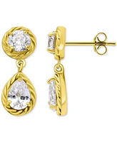 Giani Bernini Cubic Zirconia Mixed Cut Rope Frame Drop Earrings, Exclusively at Macy's