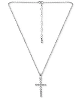 Giani Bernini Cubic Zirconia Pave Cross Pendant Necklace (1/5 ct. t.w.) in Sterling Silver, 16" + 2" extender