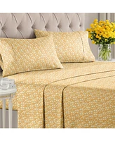 4 Piece Microfiber Floral Sheet Set