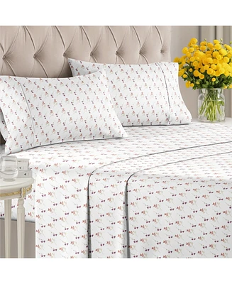 4 Piece Microfiber Floral Sheet Set