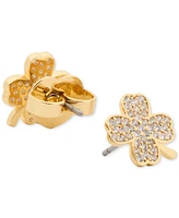 Kate Spade New York Lucky Charm Gold-Tone Pave Crystal Clover Stud Earrings