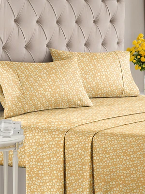 4 Piece Microfiber Floral Sheet Set