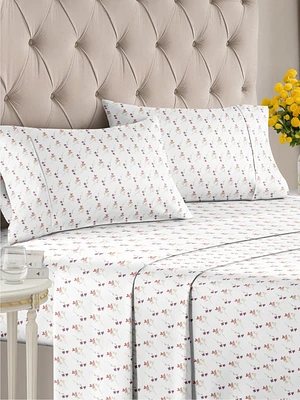 4 Piece Microfiber Floral Sheet Set