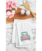 Happy Easter Truck Embroidered Cotton Waffle Weave Kitchen Towel