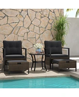 4 Piece Outdoor Furniture Set with Glass Topped Coffee Table