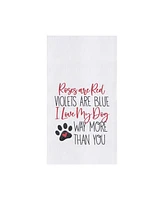 Valentine's Day "Love My Dog More" Pawprint Flour Sack Kitchen Dishtowel