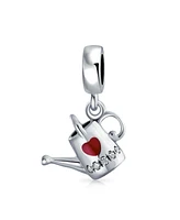 Bling Jewelry Love Red Heart Watering Can Dangle Charm Bead Enamel Sterling Silver for Bracelet