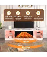 Recessed Electric Fireplace Heater with Led Strip Lights and Remote Control for Modern, Customizable Heating Experience