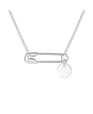 Bling Jewelry Initial Alphabet A-z Solidarity Pendant Necklace Sterling Silver Safety Pin Design