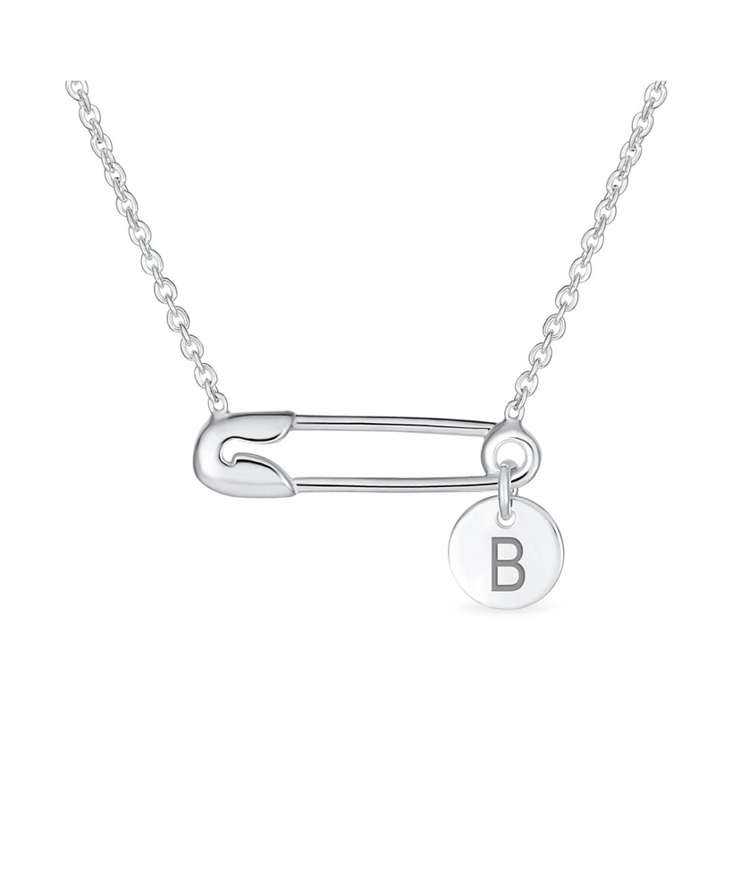 Bling Jewelry Initial Alphabet A-z Solidarity Pendant Necklace Sterling Silver Safety Pin Design