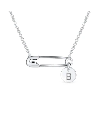 Bling Jewelry Initial Alphabet A-z Solidarity Pendant Necklace Sterling Silver Safety Pin Design