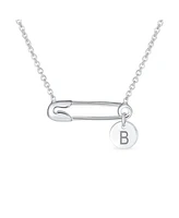 Bling Jewelry Initial Alphabet A-z Solidarity Pendant Necklace Sterling Silver Safety Pin Design