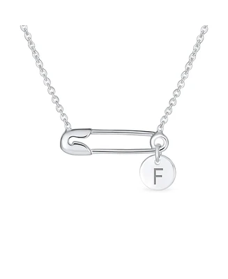 Bling Jewelry Initial Alphabet A-z Solidarity Pendant Necklace Sterling Silver Safety Pin Design