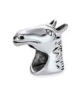 Bling Jewelry Western Cowgirl Horse Charm Bead in Oxidized Sterling Silver for European Bracelet