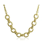 Bling Jewelry Chunky Texture Oval Link Collar Necklace with Toggle Clasp in Matte Gold