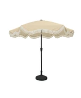 9 ft. Unique Design Crank Outdoor Market Umbrella Beige with Full Fiberglass Rib and Base