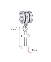 Bling Jewelry Christian Cross Dangle Charm Bead Sterling Silver European Bracelet