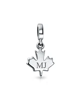 Bling Jewelry Canadian Maple Leaf Dangle Charm Bead for European Bracelet Oxidized Silver