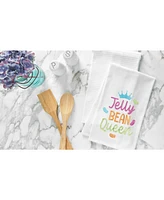 Jelly Bean Queen" Easter Spring Funny Cute Pun Embroidered Cotton Flour Sack Kitchen Dishtowel