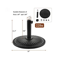 18in Patio Umbrella Base Heavy Duty Umbrella Base Stand Outdoor Patio Round Umbrella Base Antiqued Umbrella Stand Base for Deck Garden