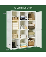 Clothes Foldable Armoire Wardrobe Closet with 12 Cubby Storage for Organized and Space-Saving Wardrobe Solutions